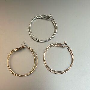 Tri-color hoop earrings